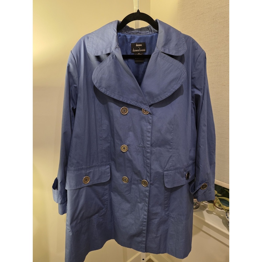 Dennis Basso Water Resistant Trench Coat Women's 2XL Cornflower Blue